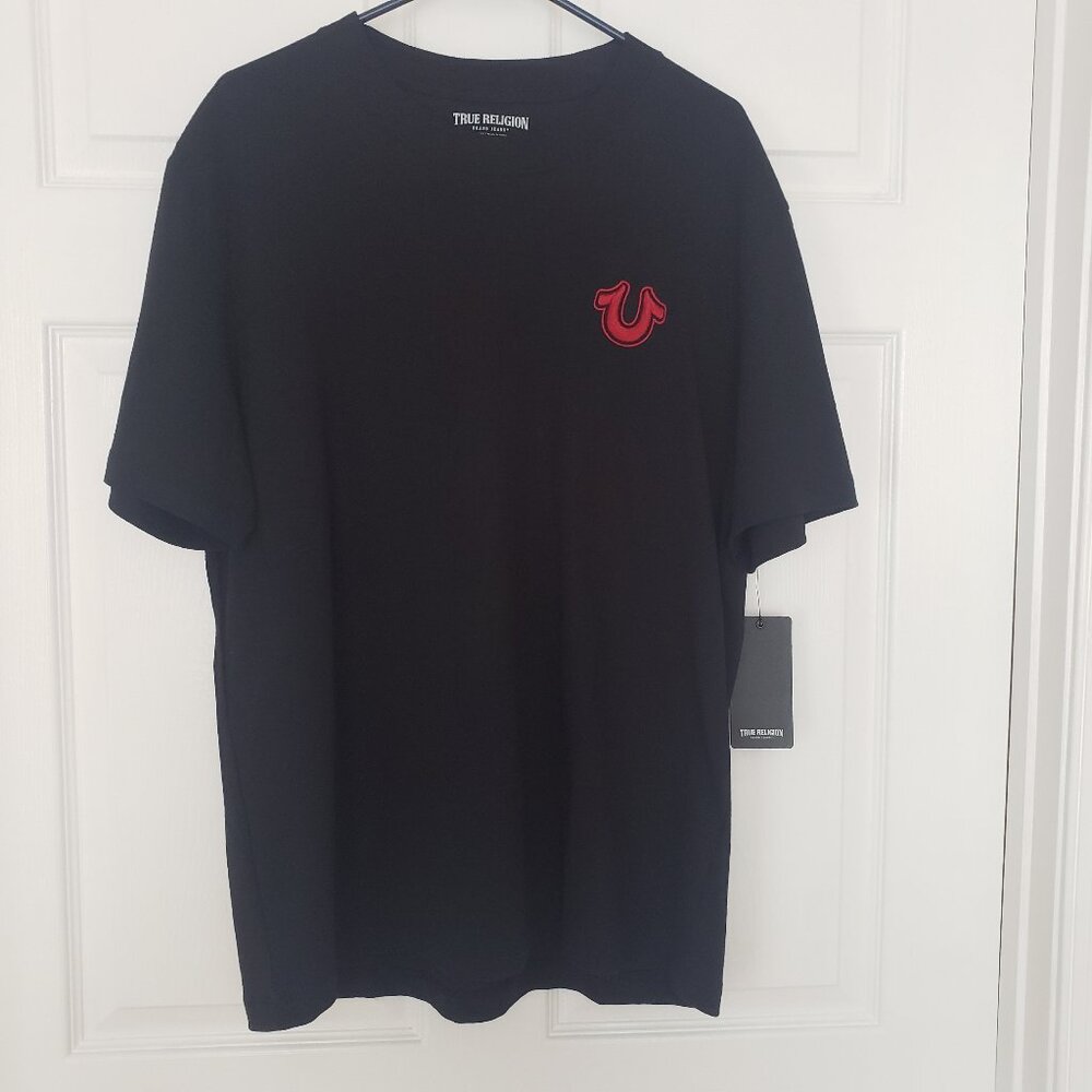 True Religion Men's Embroidered‎ Horseshoe Heavy T-Shirt Black Sz LG New w/Tags